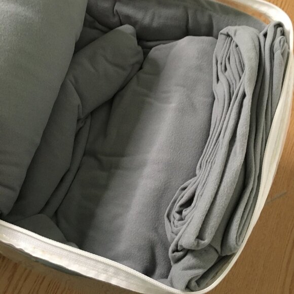 Open Box 4pc MicroFlannel Sheet Set Queen Size Color Greystone Super Soft Warm - Picture 8 of 10